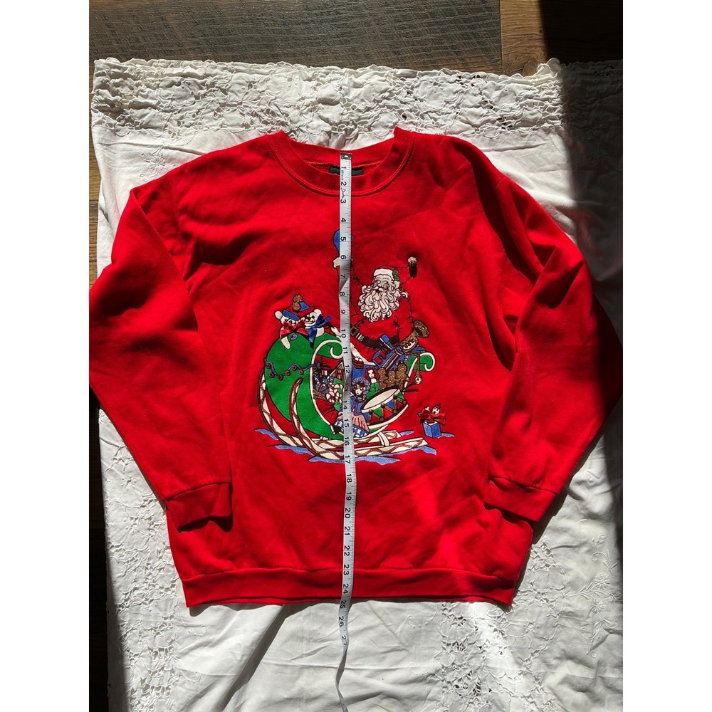 Vintage Women's Christmas Sweater Santa Med/Large Andover Made in USA‎ Ugly Xmas